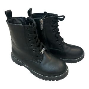 TAHARI Kids 13 Black lace up Combat Boots chunky soles